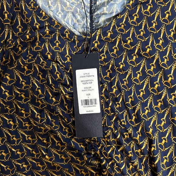 Veronica Beard Neeta Stirrup-Print Ruched Top NWT - Picture 7 of 7